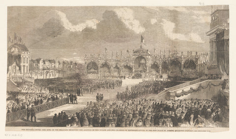 King Leopold I at the opening of the new palace in Brussels, 1856, anonymous, 1856 Canvas Print