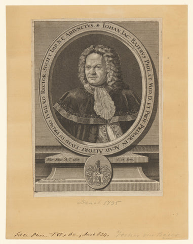 Portrait of Johann Jacob Baier, Michael Rössler, 1728 Canvas Print