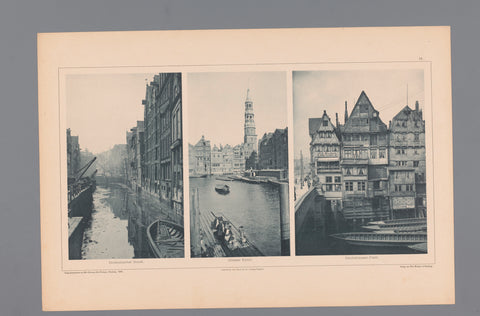 Three Views of Hamburg, Depicted the Holländischer Brook, Grosser Kanal and Deichstrassen-Fleth, Wilhelm Dreesen, 1894 Canvas Print