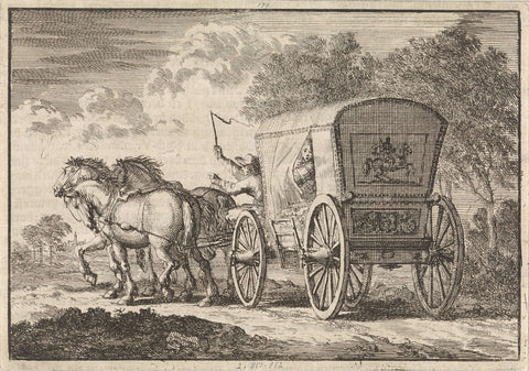 De in Den Haag door Johan Diederik de Mortaigne geschaakte Catharina van Orliens wordt per rijtuig naar Kuilenburg (Culemborg) gebracht, 1664, Jan Luyken, 1698 Canvas Print