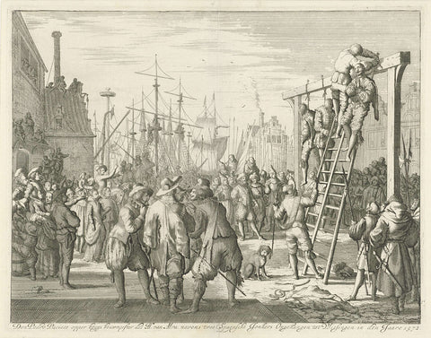 Pacieco hanged at Vlissingen, 1572, Jan Luyken, 1679 - 1684 Canvas Print