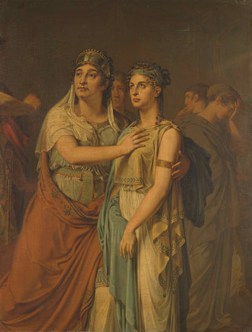 De actrices Joanna Cornelia Ziesenis-Wattier (1762-1827) en Geertruida Jacoba Grevelink-Hilverdink (1786-1827) in Iphigenia (1674) van Jean Racine (1639-99), Louis Moritz, 1800 - 1813 Canvas Print