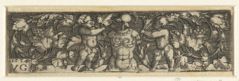 Ornament with putti and kuras, Monogrammist VG (16th century), 1534 Canvas Print