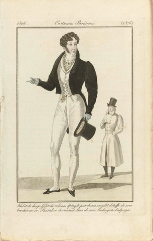 Journal des dames et des modes 1826, Costumes Parisiens (2376): Habit de drap (...), anonymous, 1826 Canvas Print