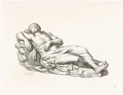 Sleeping woman, Cornelis Bloemaert (II), c. 1636 Canvas Print