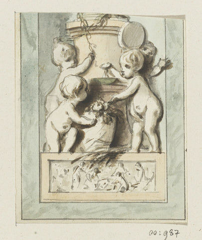 Ontwerptekening voor een kamerwand, Jurriaan Andriessen, 1760 - 1819 Canvas Print