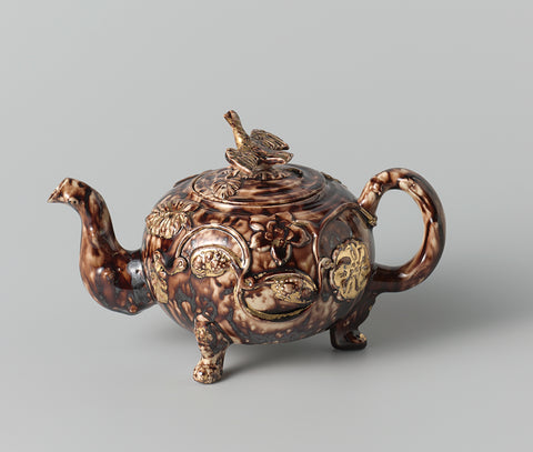 Teapot made of hard-baked pottery; Staffordshire., anonymous, c. 1750 Canvas Print