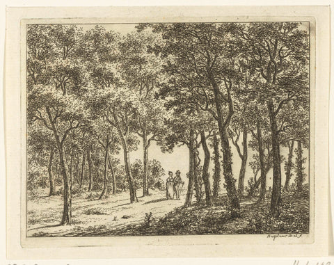 Walking couple in the forest, Ernst Willem Jan Bagelaar, 1798 - 1837 Canvas Print