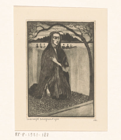 Woman at a Tomb, Lodewijk Schelfhout, 1922 Canvas Print