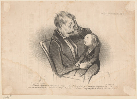 Child reveals secrets of his mother to his father, Honoré Daumier, 1838 Canvas Print