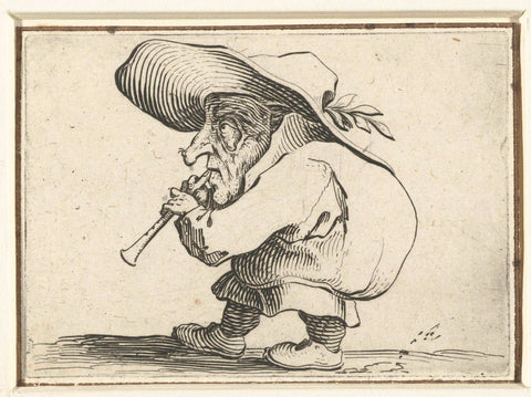 Dwarf with flute (flageolet), Jacques Callot, 1621 - 1625 Canvas Print