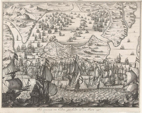 Battle of Cadiz, 1596, Joseph Mulder, 1682 - 1684 Canvas Print