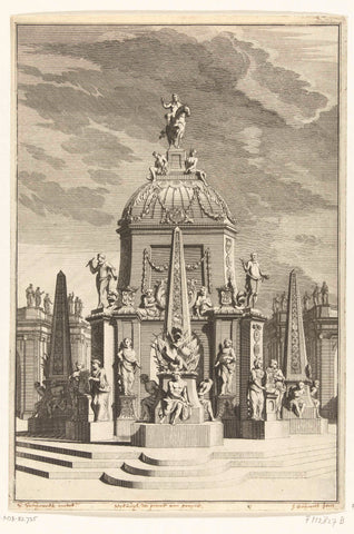 The triumphal arch at the Buitenhof, 1691, Jacobus Schijnvoet, 1700 - 1724 Canvas Print