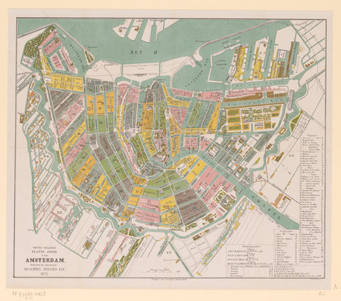 Map of Amsterdam, 1872, Albertus Braakensiek, 1872 Canvas Print