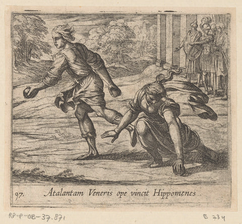 Hippomenes wins the running race against Atalanta, Antonio Tempesta, 1606 Canvas Print