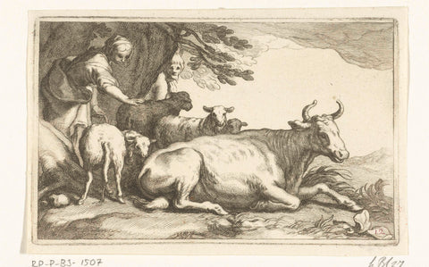 Pastoral Scene with Cow, Frederick Bloemaert, after 1635 - 1670 Canvas Print