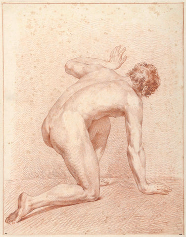 Male naked, kneeling, seen on the back, Jacob Willemz. The Fox, 1795 Canvas Print