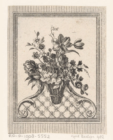 Vase with flowers, anonymous, 1746 - 1775 Canvas Print