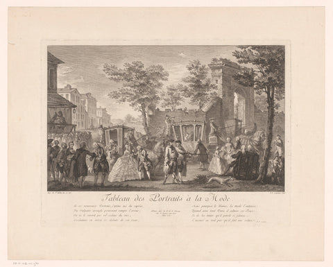 Fashion and Elegance: Strolling Parisians, Pierre François Courtois, 1746 - 1755 Canvas Print