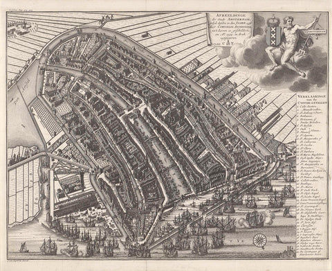 Map of Amsterdam in a nutshell, anno 1544, Joost van Sassen, 1729 Canvas Print