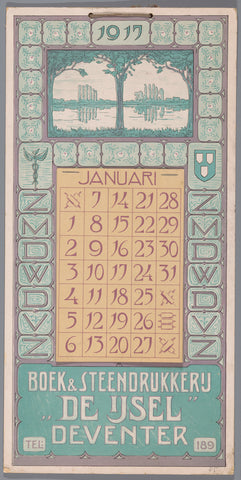 Calendar 1917, Simon Moulijn, in or before 1917 Canvas Print