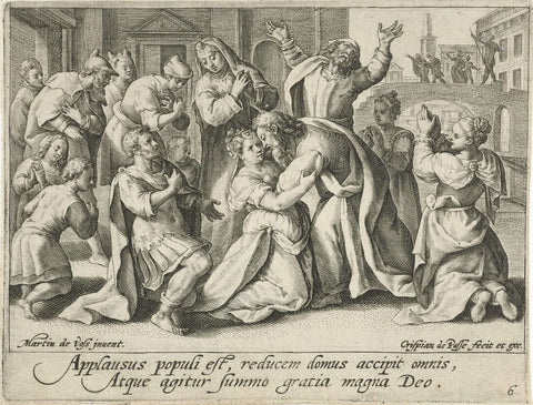 Susanna and Her Relatives Praise God, Crispijn van de Passe (I), 1574 - 1637 Canvas Print