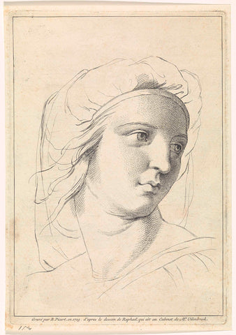 Study of a woman's head, Bernard Picart, 1725 Canvas Print