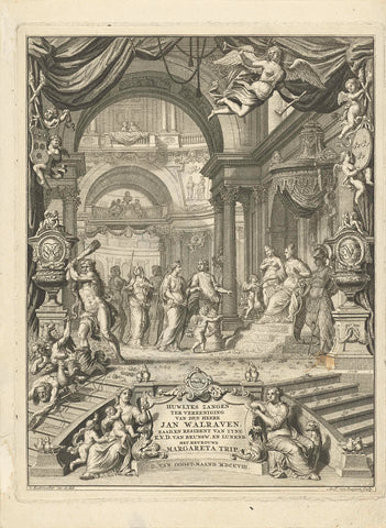 Title page for: Huwlykszangen for the unity of Mr. Jan Walraven, advises (...) of his electorate airyness of Brunswyk and Lunenburg. With Mrs Margareta Trip. Amsterdam, 108, Andries van Buysen (Sr.), 1708 Canvas Print