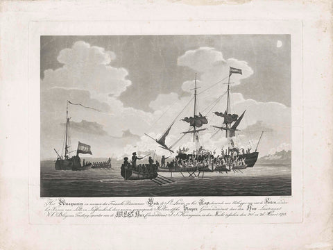 Conquest of the French gunboat Ste. Lucie, 1793, Robert Pollard (I), 1793 Canvas Print