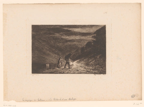 Two hikers with lantern, Charles-François Daubigny, 1867 Canvas Print