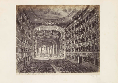 Photo reproduction of (presumption) one picture of the Teatro San Carlo in Naples, Giorgio Sommer (attributed to), c. 1865 - c. 1875 Canvas Print