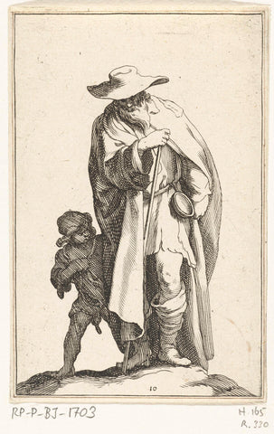 Old beggar and a boy, Frederick Bloemaert, after 1635 - 1669 Canvas Print