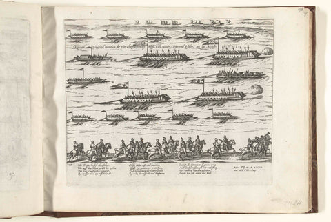 Fleet of the four electors on the Rhine, 1580, Frans Hogenberg, 1580 - 1582 Canvas Print