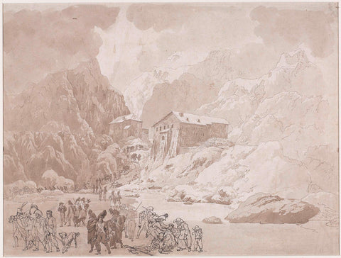 Passage of soldiers on the St. Bernard, Johann Christian Ernst Müller, 1800 - 1824 Canvas Print