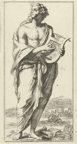 Personification of music, Arnold Houbraken, 1710 - 1719 Canvas Print