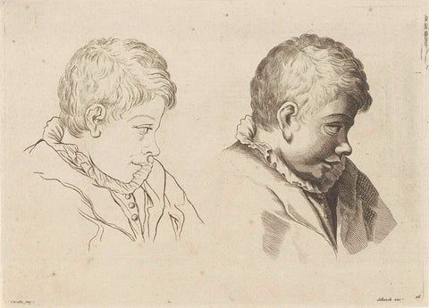 Study of the side of the head of a boy with collar, anonymous, 1675 - 1711 Canvas Print