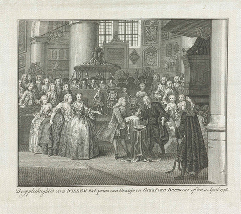 Baptism of Prince William V, 1748, Gerard Sibelius (attributed to), 1750 - 1752 Canvas Print