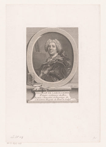 Portret van Nicolas de Largillière, Johann Georg Wille, 1738 Canvas Print