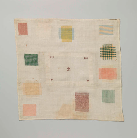 Stoplap of multicolored silk and linen on linen muslin., , c. 1736 Canvas Print