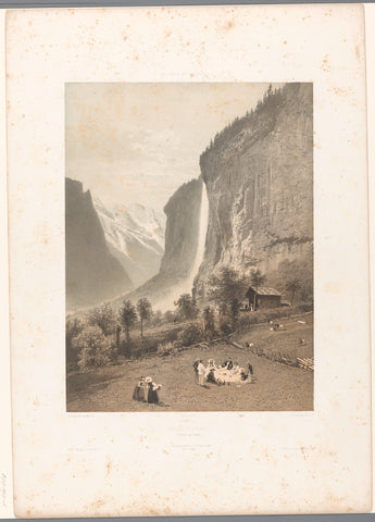 Picnic with a view of the Staubbach Falls, Eugène Cicéri, 1859 Canvas Print