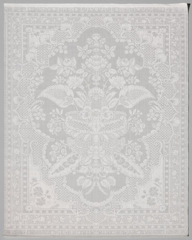 Napkin of linen damask with a lace pattern, anonymous, 1736 Canvas Print