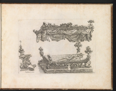 Ontwerp voor een hemelbed, Filippo Passarini, 1698 Canvas Print