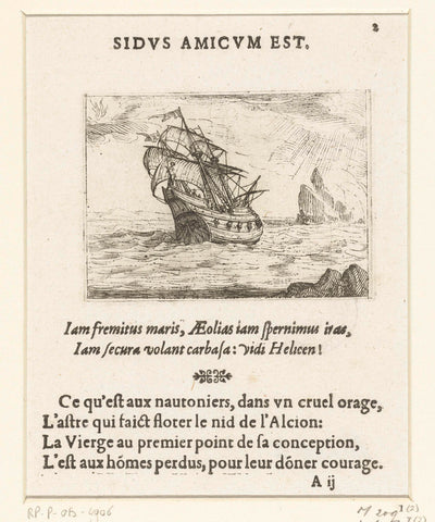 Schip in een storm, Jacques Callot, 1625 - 1629 Canvas Print