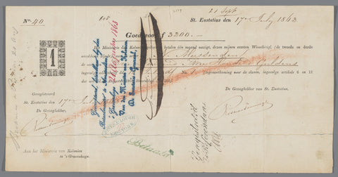 Bill of exchange for N. Hussenden, slaveholder on St Eustatius, anonymous, 1863 Canvas Print