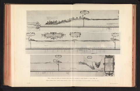 Three photoreproducts of print, depicting (presumably) water pumps of the river Vltava, anonymous, c. 1891 - in or before 1895 Canvas Print