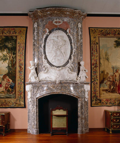 Mantelpiece with relief of Paris and Oenone, Jan Baptist Xavery, 1739 Canvas Print