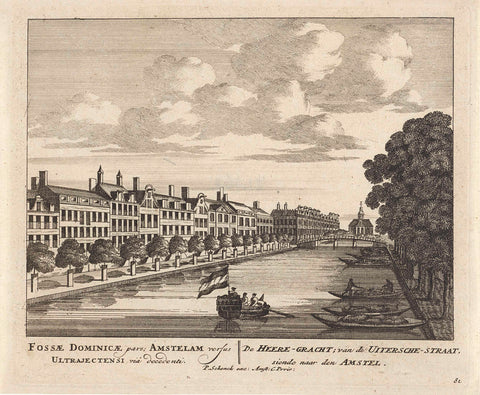 View of the Herengracht in Amsterdam, seen from the Utrechtsestraat, anonymous, 1757 - 1766 Canvas Print