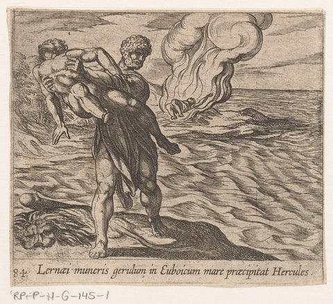 Hercules throws Lichas into the sea, Antonio Tempesta, 1606 - 1638 Canvas Print