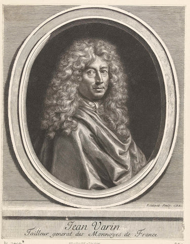 Portrait of Jean Varin, Gerard Edelinck, 1666- 1707 Canvas Print