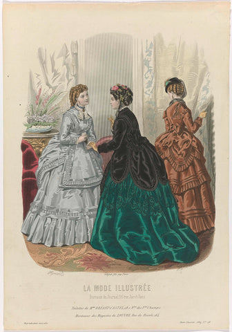 La Mode Illustrée, 1869, No. 49: Toilettes de Mme Breant-Castel (...), Huard, 1869 Canvas Print